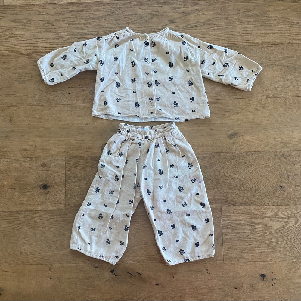 Zara Kids White and Black Floral Set size 4T